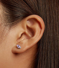 Load image into Gallery viewer, Purple Evil Eye Silver Stud Earrings - Earrings