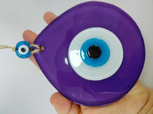 Load image into Gallery viewer, Purple Evil Eye Wall Hangings - Wall HangingDark Purple with Yellow Eyes - Round Shape