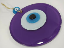 Load image into Gallery viewer, Purple Evil Eye Wall Hangings - Wall HangingDark Purple with Yellow Eyes - Round Shape