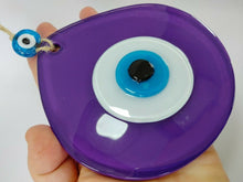Load image into Gallery viewer, Purple Evil Eye Wall Hangings - Wall HangingDark Purple with Yellow Eyes - Round Shape