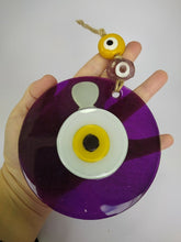 Load image into Gallery viewer, Purple Evil Eye Wall Hangings - Wall HangingDark Purple with Yellow Eyes - Round Shape