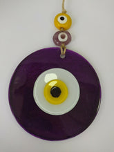 Load image into Gallery viewer, Purple Evil Eye Wall Hangings - Wall HangingDark Purple with Yellow Eyes - Round Shape