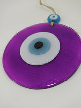 Load image into Gallery viewer, Purple Evil Eye Wall Hangings - Wall HangingDark Purple with Yellow Eyes - Round Shape