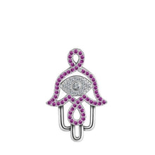 Load image into Gallery viewer, Purple Stone Hamsa Hand Silver Pendant and Necklace - NecklaceOnly Pendant