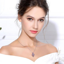 Load image into Gallery viewer, Purple Stone Hamsa Hand Silver Pendant and Necklace - NecklaceOnly Pendant
