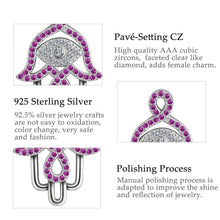 Load image into Gallery viewer, Purple Stone Hamsa Hand Silver Pendant and Necklace - NecklaceOnly Pendant