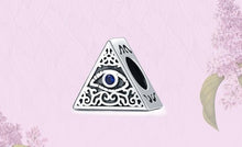 Load image into Gallery viewer, Pyramid Shaped Blue Stone Evil Eye Silver Charm Bead - Charm Bead