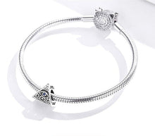 Load image into Gallery viewer, Pyramid Shaped Blue Stone Evil Eye Silver Charm Bead - Charm Bead