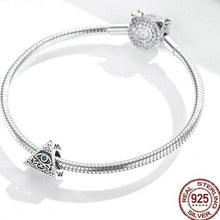 Load image into Gallery viewer, Pyramid Shaped Blue Stone Evil Eye Silver Charm Bead - Charm Bead