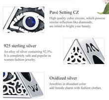 Load image into Gallery viewer, Pyramid Shaped Blue Stone Evil Eye Silver Charm Bead - Charm Bead