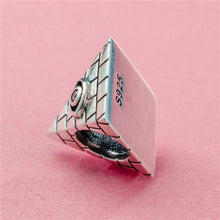 Load image into Gallery viewer, Pyramid Shaped Evil Eye Silver Charm Bead - Charm Bead