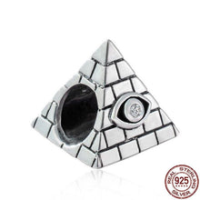 Load image into Gallery viewer, Pyramid Shaped Evil Eye Silver Charm Bead - Charm Bead