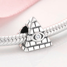 Load image into Gallery viewer, Pyramid Shaped Evil Eye Silver Charm Bead - Charm Bead