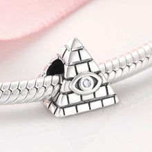 Load image into Gallery viewer, Pyramid Shaped Evil Eye Silver Charm Bead - Charm Bead