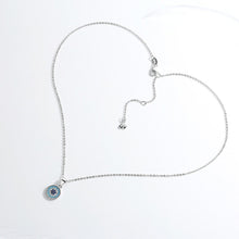 Load image into Gallery viewer, Radiant Blue and White Stone Studded Evil Eye Silver Necklace - Necklace