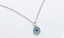 Load image into Gallery viewer, Radiant Blue and White Stone Studded Evil Eye Silver Necklace - Necklace