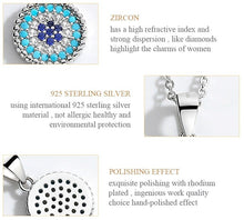 Load image into Gallery viewer, Radiant Blue and White Stone Studded Evil Eye Silver Necklace - Necklace