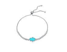 Load image into Gallery viewer, Radiant Blue Hamsa Hand Silver Bracelet - Bracelet