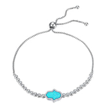 Load image into Gallery viewer, Radiant Blue Hamsa Hand Silver Bracelet - Bracelet