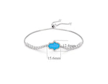 Load image into Gallery viewer, Radiant Blue Hamsa Hand Silver Bracelet - Bracelet