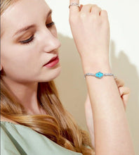 Load image into Gallery viewer, Radiant Blue Hamsa with Evil Eye Copper Bracelet - BraceletSilver