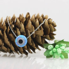 Load image into Gallery viewer, Radiant Opal Stone Evil Eye Necklaces - NecklaceColor 2Silver O Chain