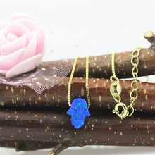 Load image into Gallery viewer, Radiant Opal Stone Hamsa Hand Necklaces - NecklaceColor 6
