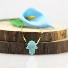 Load image into Gallery viewer, Radiant Opal Stone Hamsa Hand Necklaces - NecklaceColor 7