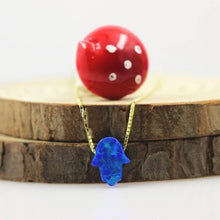 Load image into Gallery viewer, Radiant Opal Stone Hamsa Hand Necklaces - NecklaceColor 7