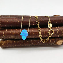 Load image into Gallery viewer, Radiant Opal Stone Hamsa Hand Necklaces - NecklaceColor 2