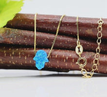 Load image into Gallery viewer, Radiant Opal Stone Hamsa Hand Necklaces - NecklaceColor 1