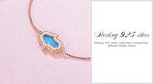 Load image into Gallery viewer, Radiant Stone Hamsa Hand Silver Bracelets - BraceletBlue OpalRose Gold