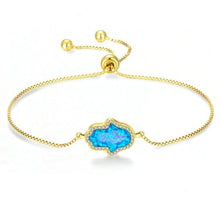 Load image into Gallery viewer, Radiant Stone Hamsa Hand Silver Bracelets - BraceletBlue OpalGold