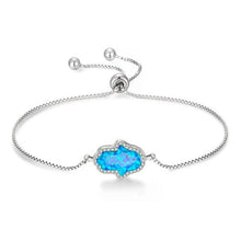 Load image into Gallery viewer, Radiant Stone Hamsa Hand Silver Bracelets - BraceletBlue OpalSilver