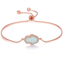 Load image into Gallery viewer, Radiant Stone Hamsa Hand Silver Bracelets - BraceletWhite OpalRose Gold