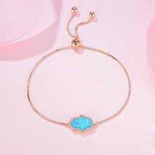 Load image into Gallery viewer, Radiant Stone Hamsa Hand Silver Bracelets - BraceletBlue OpalRose Gold