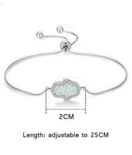 Load image into Gallery viewer, Radiant Stone Hamsa Hand Silver Bracelets - BraceletBlue OpalRose Gold