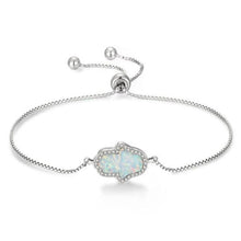 Load image into Gallery viewer, Radiant Stone Hamsa Hand Silver Bracelets - BraceletWhite OpalSilver