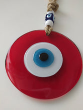 Load image into Gallery viewer, Red Evil Eye Wall Hangings - Wall HangingRed with Blue Eye
