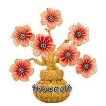 Load image into Gallery viewer, Red Flowers with Evil Eyes in Feng Shui Money Pot Desktop Ornament - Ornament