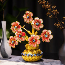 Load image into Gallery viewer, Red Flowers with Evil Eyes in Feng Shui Money Pot Desktop Ornament - Ornament