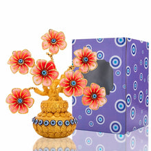 Load image into Gallery viewer, Red Flowers with Evil Eyes in Feng Shui Money Pot Desktop Ornament - Ornament