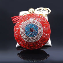 Load image into Gallery viewer, Red Stone Studded Evil Eye Keychains - KeychainEvil Eye with Hamsa Hand