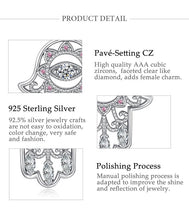 Load image into Gallery viewer, Silver and Crystal Hamsa Hand Evil Eye Silver Pendant - NecklaceOnly Pendant