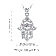 Load image into Gallery viewer, Silver and Crystal Hamsa Hand Evil Eye Silver Pendant - NecklaceOnly Pendant
