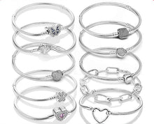 Load image into Gallery viewer, Silver Bracelets for Evil Eye and Hamsa Charms - JewelleryHeart-shaped Clasp - Snake Chain Bracelet5.9β or 15 cm