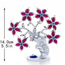 Load image into Gallery viewer, Silver Elephant with Purple Flowers and Evil Eyes Desktop Ornament - Ornament