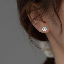 Load image into Gallery viewer, Silver Engraved Evil Eye Symbol Earrings - EarringsSilver
