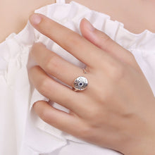 Load image into Gallery viewer, Silver Engraved White and Blue Stone Evil Eye Silver Ring - Ring