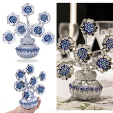 Load image into Gallery viewer, Silver Flowers with Evil Eyes in Feng Shui Money Pot Desktop Ornament - Ornament